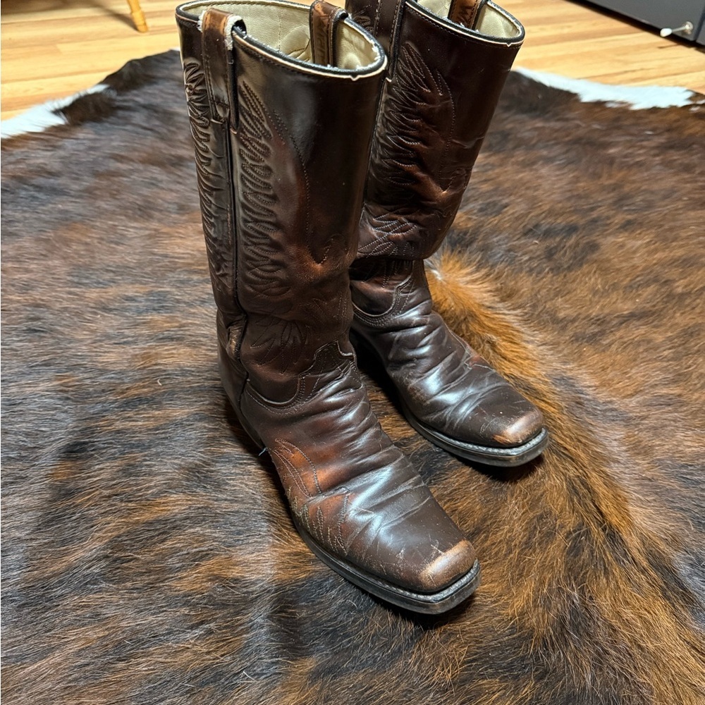 Wrangler Phoenix Dark Brown Leather Multi Color Stitching Boots